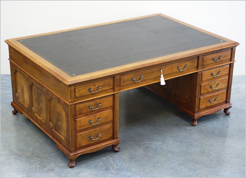 1019 Antique Large Mahogany Partners Desk